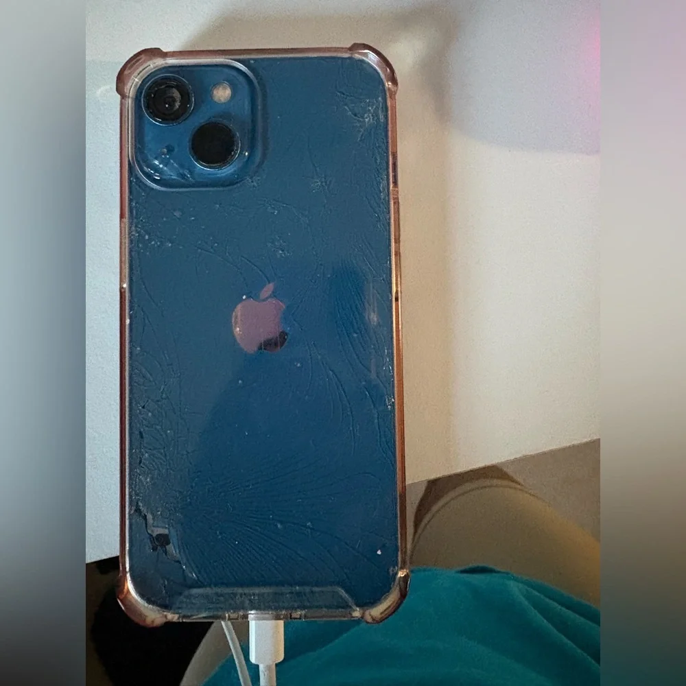 Blue Iphone 13 with case